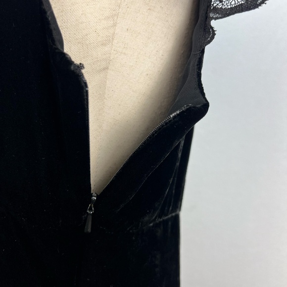 Y2K Loft Black Velvet Babydoll Top Silk Lace Whimsigoth Romantic Feminine Vamp 8 - Picture 7 of 11